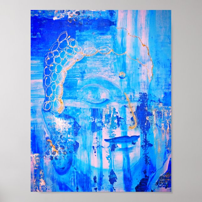 Spiritual Blue Buddha Abstract Artwork Poster (Front)
