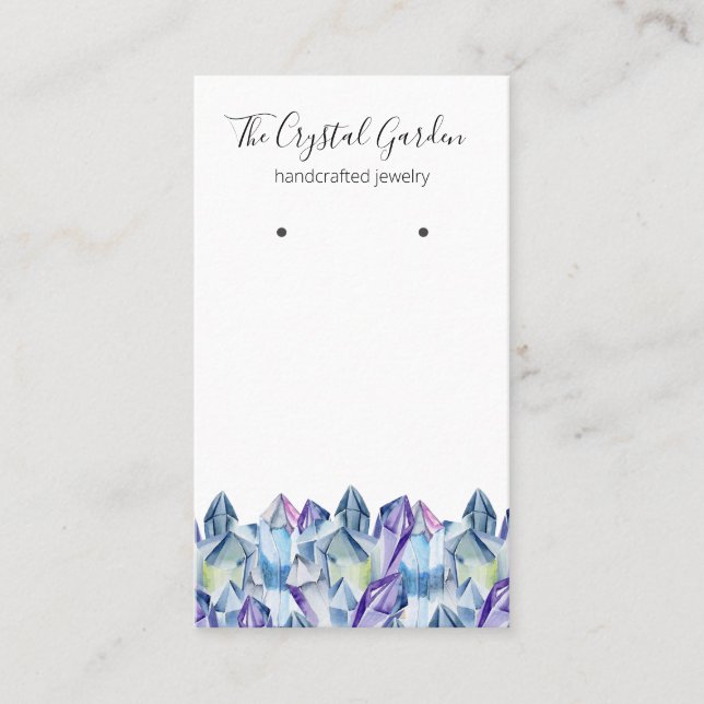 Spiritual Boho Amethyst Crystals Earring Jewellery Business Card (Front)