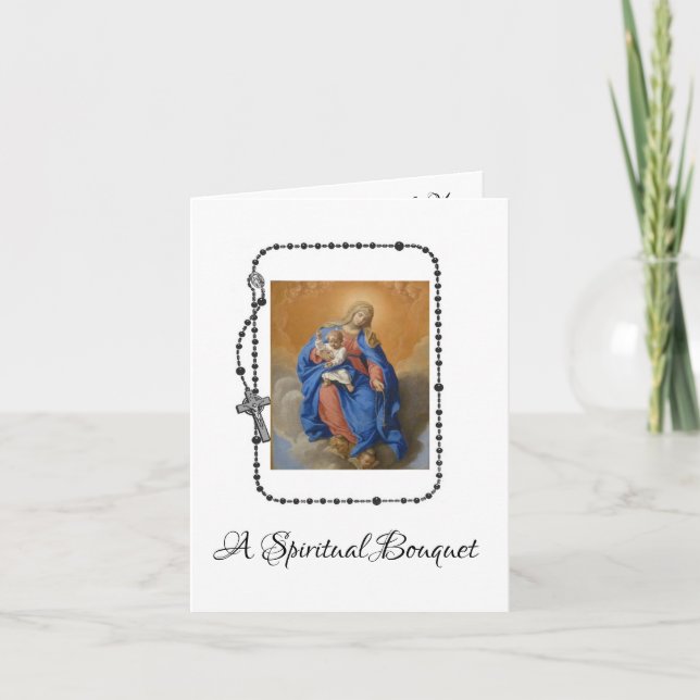 Spiritual Bouquet Blessed Mother Thank You Card (Front)