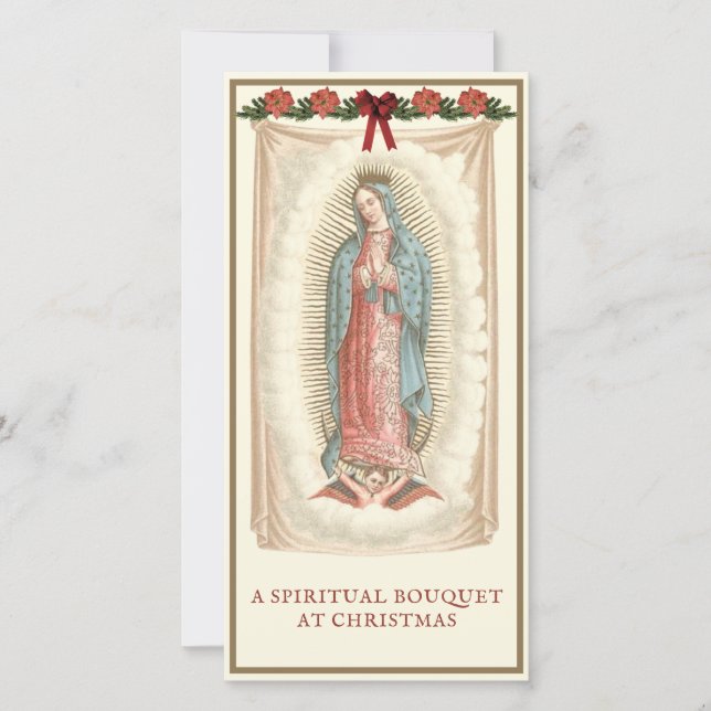 Spiritual Bouquet Catholic Prayer Guadalupe Holiday Card (Front)