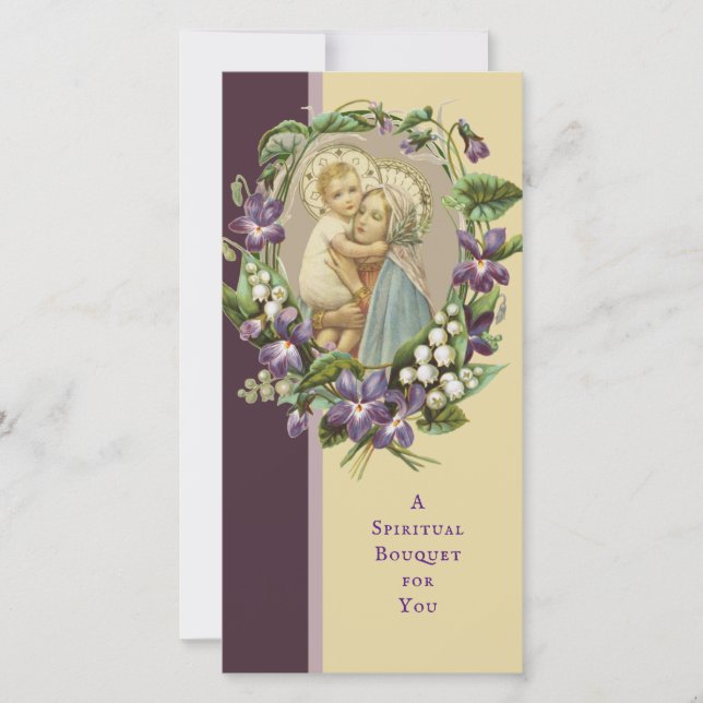 Spiritual Bouquet Catholic Prayer Mary Jesus Holiday Card (Front)