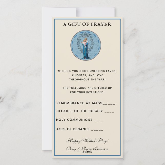 Spiritual Bouquet Catholic Prayer Mary Jesus Holiday Card (Back)