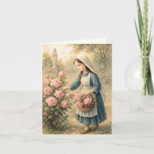 Spiritual Bouquet Pink Roses Catholic Marian Card