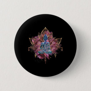 Spiritual Buddha In Lotus Flower Magic Meditation 6 Cm Round Badge