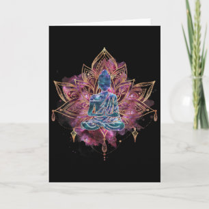 Spiritual Buddha In Lotus Flower Magic Meditation Card