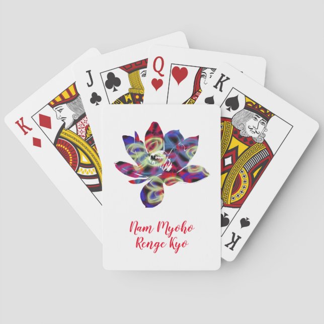 Spiritual Butterflies Flower Nam Myoho Renge Kyo Playing Cards (Back)