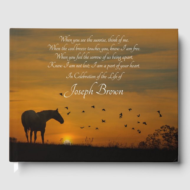 Spiritual Celebration of Life Horse Sunset Birds Guest Book (Front)
