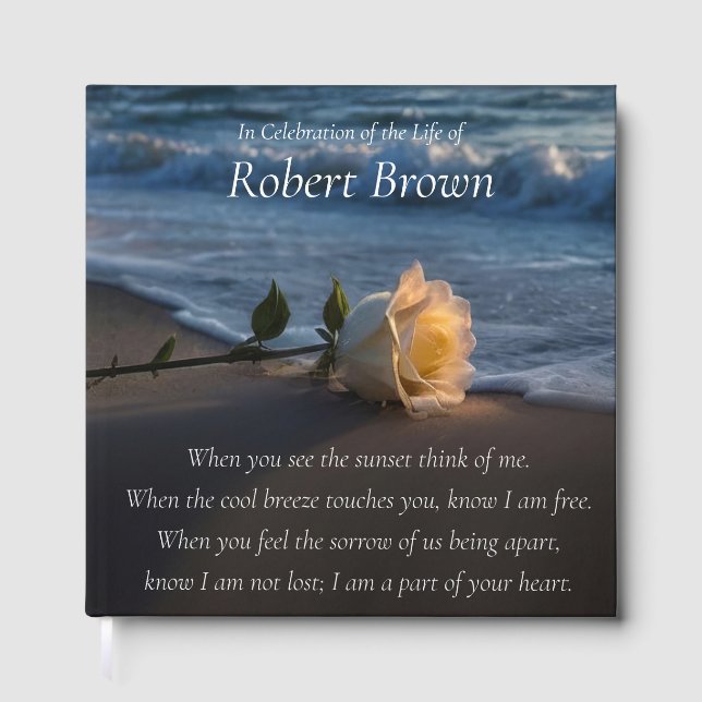 Spiritual Celebration of Life Poem Rose and Beach Guest Book (Front)