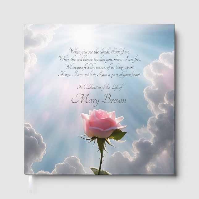 Spiritual Celebration of Life Poem Rose Guest Book (Front)