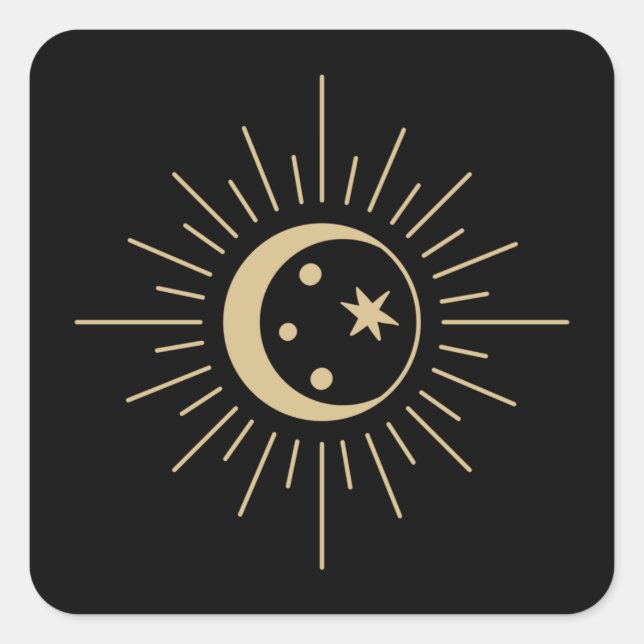 Spiritual Celestial Crescent Moon Square Sticker (Front)