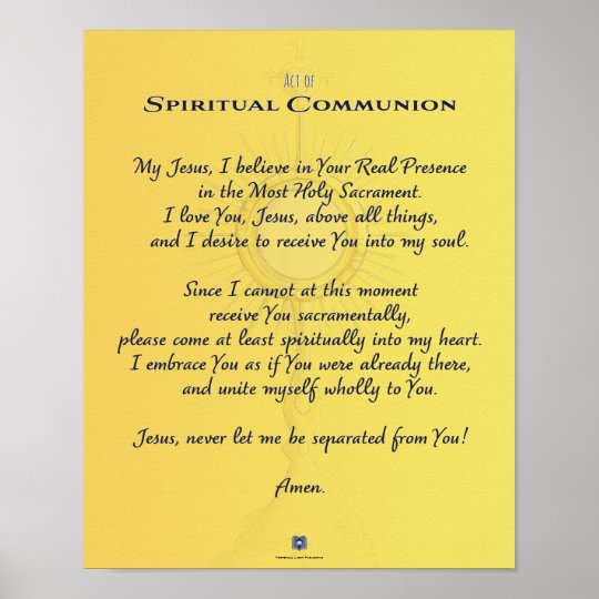 Spiritual Communion, Act of Poster Zazzle.co.uk