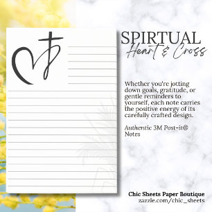 Spiritual Cross & Heart Lined 3M Post-it® Notes