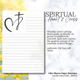 Spiritual Cross & Heart Lined 3M Post-it® Notes