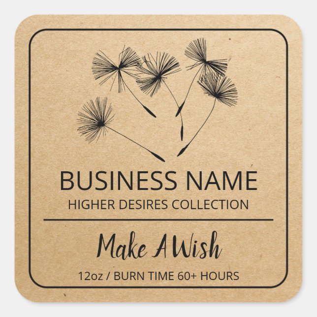 Spiritual Dandelion Seed Soy Candle Product Labels (Front)