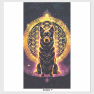 Spiritual Dog with Golden Mandala & Flower of Life