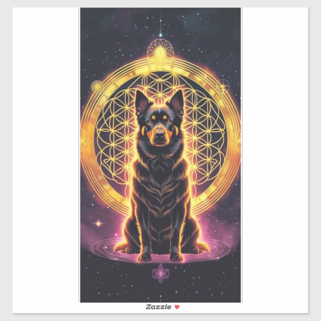 Spiritual Dog with Golden Mandala & Flower of Life (Sheet)