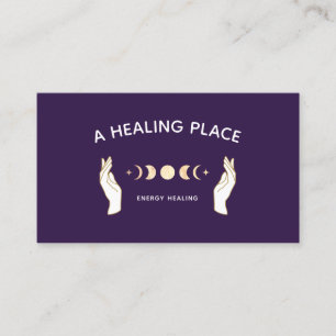 Spiritual Energy Healer Moon Phase  Purple Business Card