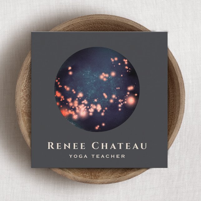 Spiritual Energy Healer Moon Stars Yoga  Square Business Card (Creator Uploaded)