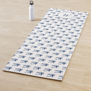 Spiritual Eye of Horus Blue White Patterned Yoga Mat