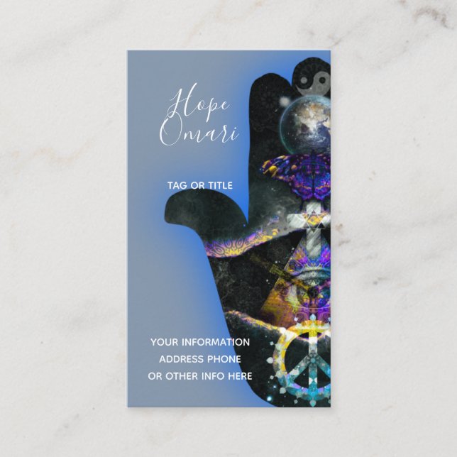 Spiritual Fatima Hand, Mystical Business Card (Front)