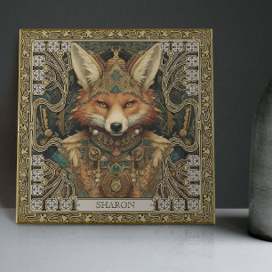 Spiritual Fox Personalised Tribal Art Altarpiece Tile