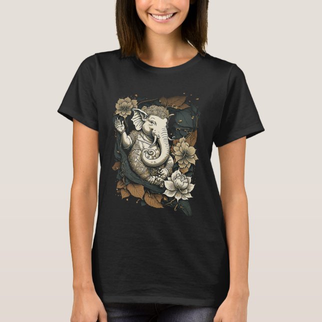 Spiritual Ganesha Ganesh Hindi indian god T-Shirt (Front)