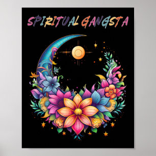 Spiritual Gangsta Floral Moon Yoga Meditation Mand Poster