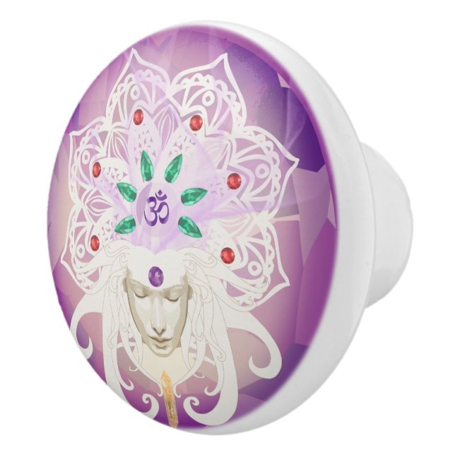 Spiritual Goddess Meditation Crown Jewels Ceramic Knob (Right)
