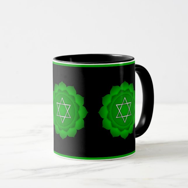 Spiritual Green Heart Chakra Zen Yoga Namaste Mug (Front Right)
