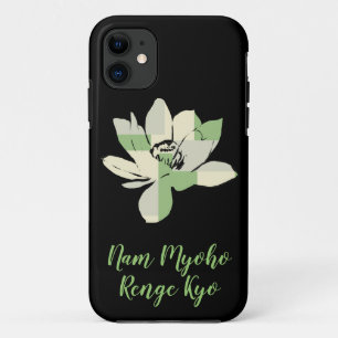 Spiritual Green Lotus Flower Nam Myoho Renge Kyo iPhone 11 Case