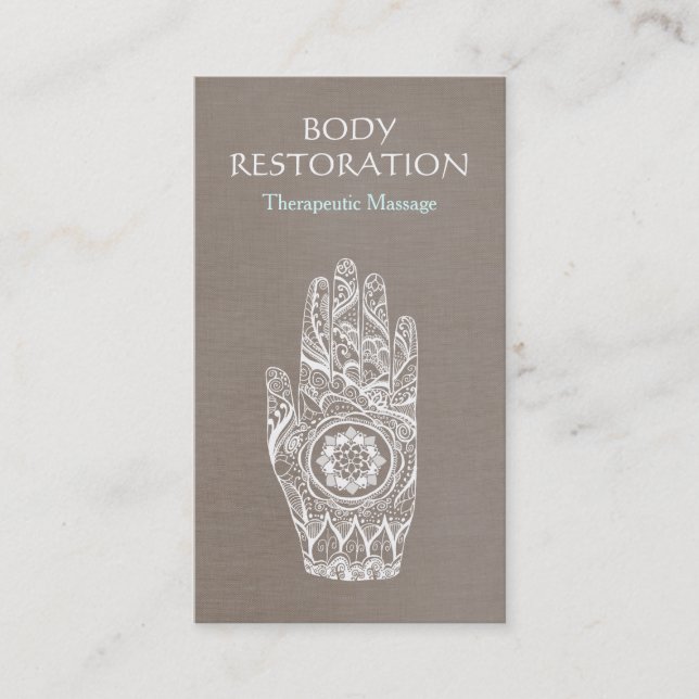 Spiritual Healer Henna Lotus Tattoo Hand 3 Business Card (Front)