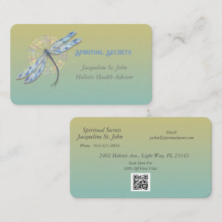 Spiritual Healing With Watercolor Dragonfly Business Card
