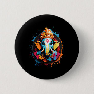 Spiritual Hindu Ganesh Retro Diwali Festival Yoga 6 Cm Round Badge