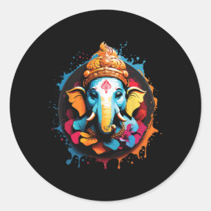 Spiritual Hindu Ganesh Retro Diwali Festival Yoga  Classic Round Sticker