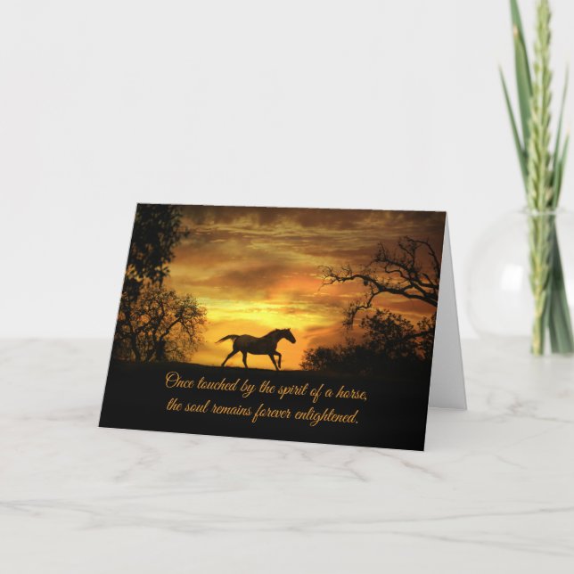 Spiritual Horse Sympathy Card with Horse & Sunset (Front)