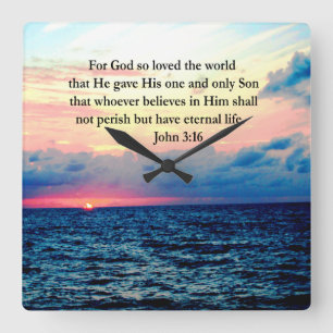 SPIRITUAL JOHN 3:16 PHOTO SQUARE WALL CLOCK