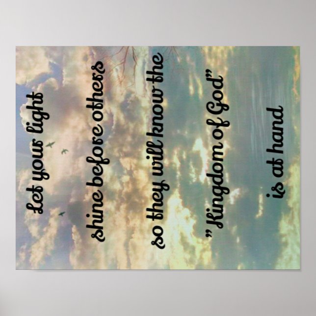 Spiritual "Kingdom of God" Quote on Sky With Birds Poster (Front)