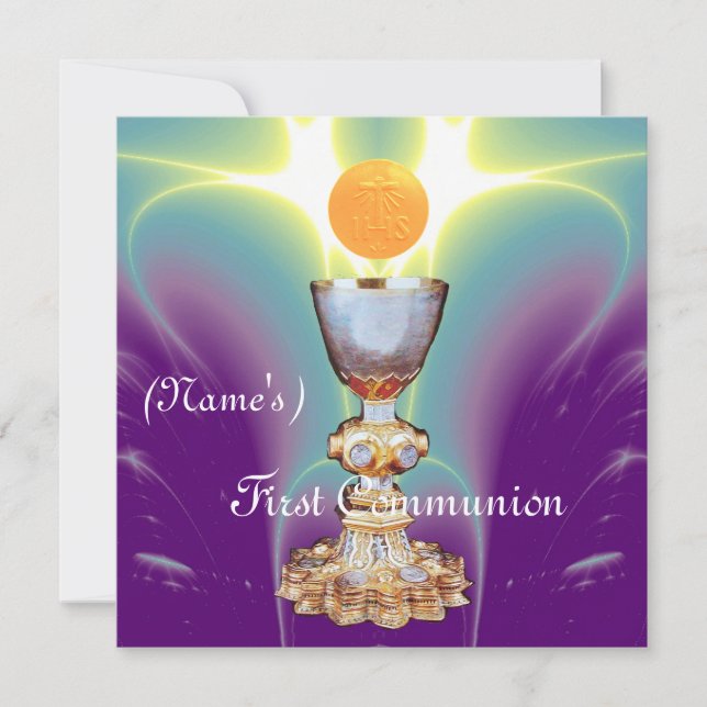 SPIRITUAL LIGHT 1st Holy Communion / Christening Invitation (Front)