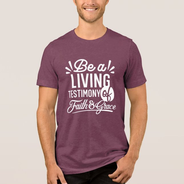 Spiritual Living Testimony Faith and Grace Quote Tri-Blend Shirt (Front)