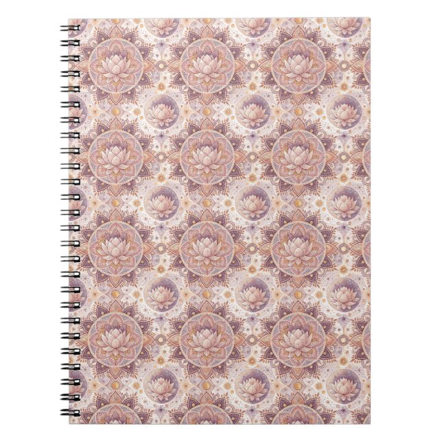 Spiritual Lotus Flower - Floral Mandala Pattern Notebook (Front)