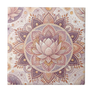 Spiritual Lotus Flower - Floral Mandala Pattern Tile