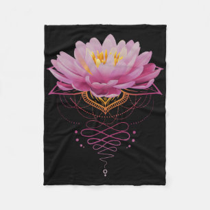 Spiritual Lotus Flower Unalome Zen Meditation Yoga Fleece Blanket