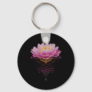 Spiritual Lotus Flower Unalome Zen Meditation Yoga Key Ring