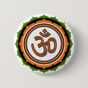 Spiritual Lotus Om Design 6 Cm Round Badge