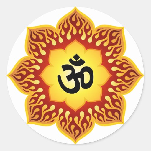 Spiritual Lotus Om Design Round Stickers | Zazzle