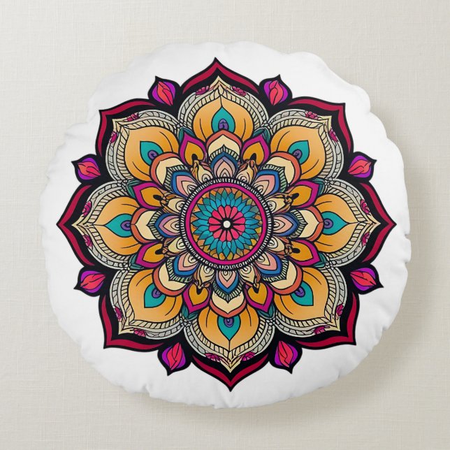 Spiritual Mandala Aartwork Round Cushion (Front)