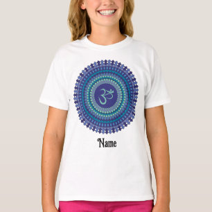 Spiritual Mandala Om Purple Aqua Blue Customised T-Shirt