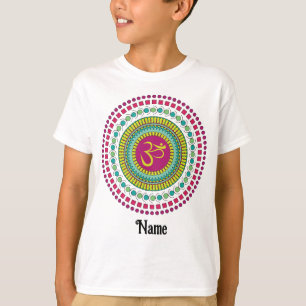 Spiritual Mandala Om Symbol Pink Green Customised T-Shirt