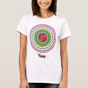 Spiritual Mandala Om Symbol Pink Green Customised T-Shirt
