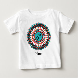 Spiritual Mandala Om Symbol Turquoise Customised Baby T-Shirt